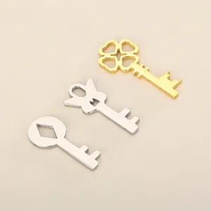 Stainless Steel Key Charms Pendants Hollow Heart Clover Bow Shapes For DIY Necklace Jewelry Making Accessories Fashion