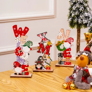 Handcrafted Nordic wooden Christmas signs featuring gnome figures and Noel letters