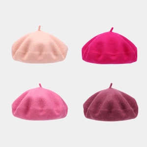 Classic wool beret hats for women in shades of pink and purple, soft winter fashion cap