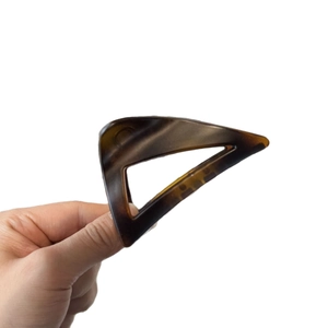 Elegant 8cm tortoiseshell triangle hair claw clip for thick hair held in hand