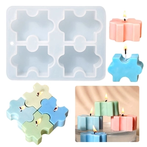 Stampo In Silicone A Forma Di Puzzle Per Realizzazione Candele Resina Epossidica Sapone Colata Incastro Strumento Flessibile 3D