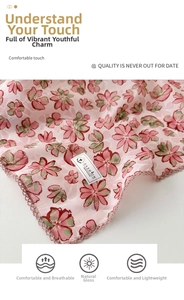 Close-up of soft floral cotton linen scarf with elegant lace hollow-out edge details