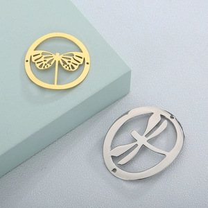Stainless Steel Dragonfly Butterfly Hollow Charms Connectors For DIY Jewelry Making Bracelet Necklace Accessories