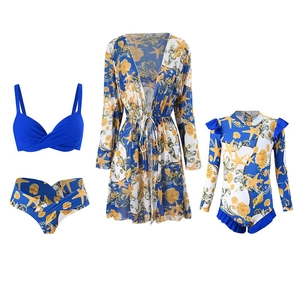 Close-up of starfish and shell print pattern on long-sleeved bikini cover-up set