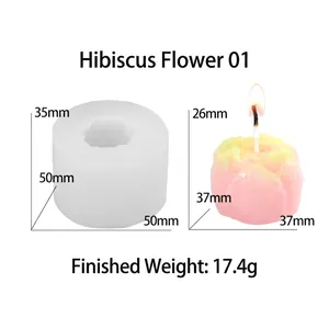 Silikonform für Hibiskusblüten-Kerzen zum Selbermachen mit 3D-Blumendesign und 50x50x35mm Maßen
