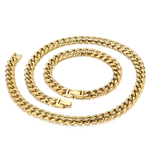 Collana E Bracciale A Catena Cubana Acciaio Inossidabile Hip Hop Rock Gioielli Minimalisti Per Uomini Donne