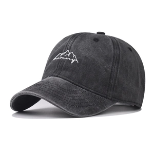 Washed Cotton Baseball Cap Vintage Distressed Mountain Embroidery Outdoor Breathable Sunshade Hat Men Women Adjustable