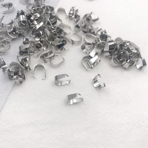 Polished silver stainless steel pinch bails for DIY jewelry necklace pendant making