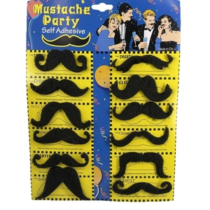 12-piece self-adhesive fake mustache set for Halloween party costumes in black