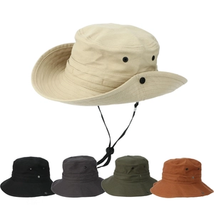 Outdoor Sun Protection Bucket Hat Canvas Foldable Hiking Boonie Cap With Adjustable Chin Strap Breathable Metal Vents