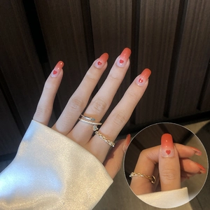 Full Wrap Resin Nail Polish Stickers Waterproof DIY Nail Art Decals With Gradient Glitter Heart Pattern For Women