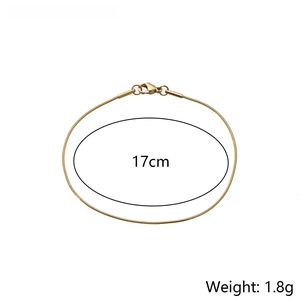 Minimalist 17cm gold snake bone chain bracelet in polished stainless steel for women