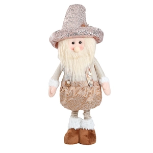 Nordic telescopic Christmas plush gnome with sequins and faux fur for home decor