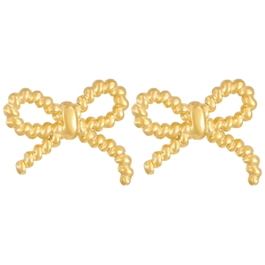 Élégantes boucles d'oreilles nœud en acier inoxydable doré 18k avec texture corde torsadée