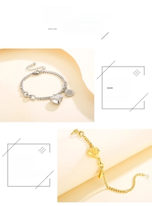 Polished medical-grade titanium steel heart bracelets in gold and silver finishes