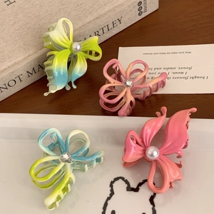 Macaron Farbverlauf Schmetterling und Blume Haarklammern mit Perlen und Strass