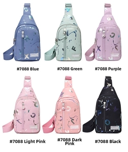 Detailed collection of colorful fashion crossbody bags with splash ink prints and logo