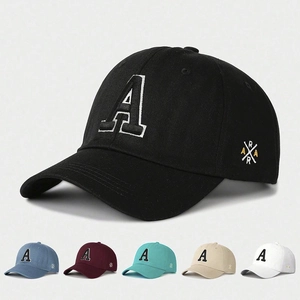 Letter A Embroidered Baseball Cap Adjustable Twill Sunshade Curved Brim Casual Vintage Sporty Hat For Men And Women