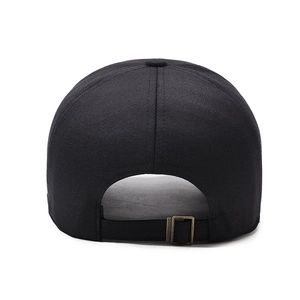 Klassische schwarze Baumwoll-Baseballkappe für Herren mit verstellbarem Metallschnallen-Verschluss