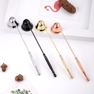 Elegant four-color metal candle snuffer set with knurled handles on white background