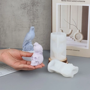 Detailed translucent silicone mold showing intricate textures for crow and skull resin art