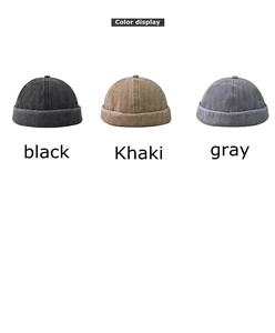 Docker hat color options in black, khaki and gray with vintage washed denim finish