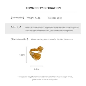 Detailed measurement of gold irregular chunky alloy cuff bangle with 6.1cm height