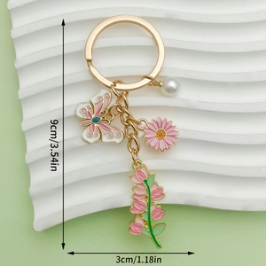Detailed view showing the 9cm dimensions of the crown fan butterfly alloy keychain charms