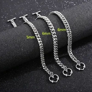 Bracelet À Maillons Cubains En Acier Inoxydable Avec Fermoir À Bascule En Cœur Bijoux De Mode Unisexes