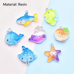 7 colorful resin ocean animal pendants including shark and dolphin for DIY crafts