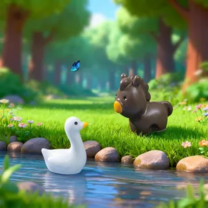 Miniature resin duck and pony figurines for creative moss micro landscape decoration
