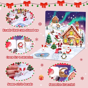 Christmas 24-day advent calendar blind box with DIY charm bracelet and holiday beads