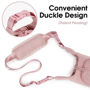 Adjustable shoulder strap with convenient buckle design for pink water bottle carrier bag