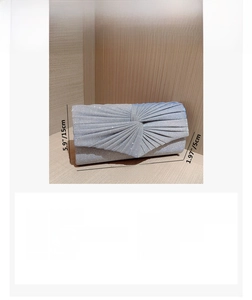 Silver glitter evening clutch bag 25x15x5cm with detachable chain shoulder strap