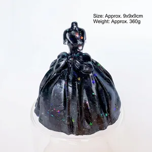 Creative crystal dress figurine ornament in black resin with glitter, 9x9x9cm 360g