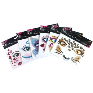 Face Art glitter sticker set with heart and butterfly designs for Halloween party makeup