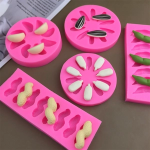 Lot de moules en silicone rose pour décors de gâteaux en chocolat et fondant