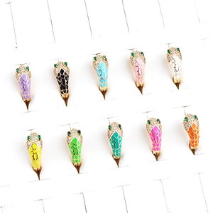 Colorful snake-shaped enamel rings set with cubic zirconia in assorted vibrant colors