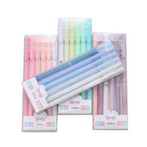 Morandi gradient retractable gel pen set with 6 pens in a transparent plastic box