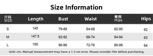 Detailed size chart for retro printed A-line dress showing bust, waist, and length in cm