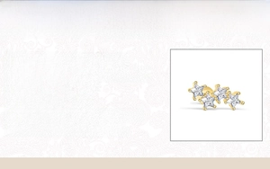 Detail view of S925 silver star cartilage piercing with zircon and platinum plating