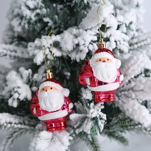 Set de 2 adornos de Papá Noel para árbol de Navidad con purpurina y cordón dorado