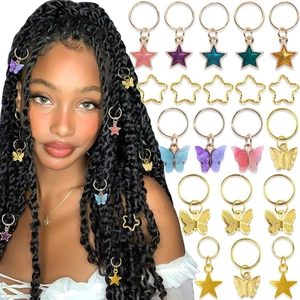 Colorful Butterfly Star Alloy Hair Jewelry Rings Braid Clips Dreadlock Accessories Fashion Headwear For Women Girls