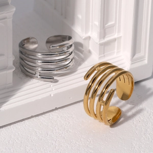 Multi Layer Spiral Ring Stainless Steel Adjustable Open Design Minimalist Modern High End Fashion Jewelry For Women