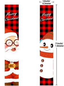 Tabella taglie dettagliata per striscioni natalizi con Babbo Natale e Pupazzo di neve