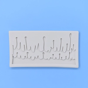 Rectangular grey silicone cake mold with dripping liquid effect for DIY baking decor