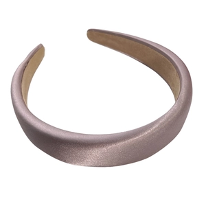 Elegant lavender satin padded headband for women with a premium silky texture and wide frame
