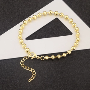 Minimalist 18k gold plated bead chain bracelet with adjustable lobster clasp closure
