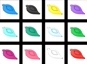 Leaf-shaped personal alarm keychains available in 12 vibrant colors for self-defense