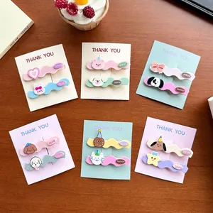 Cute Japanese style animal hair clips set in colorful macaron colors and wave design
